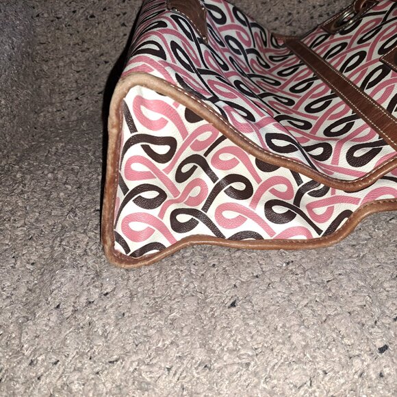 VINTAGE JUICY COUTURE-Y2K Geometric Pink/Brown Tote-Large Leather Charm-Excellen - Picture 13 of 13